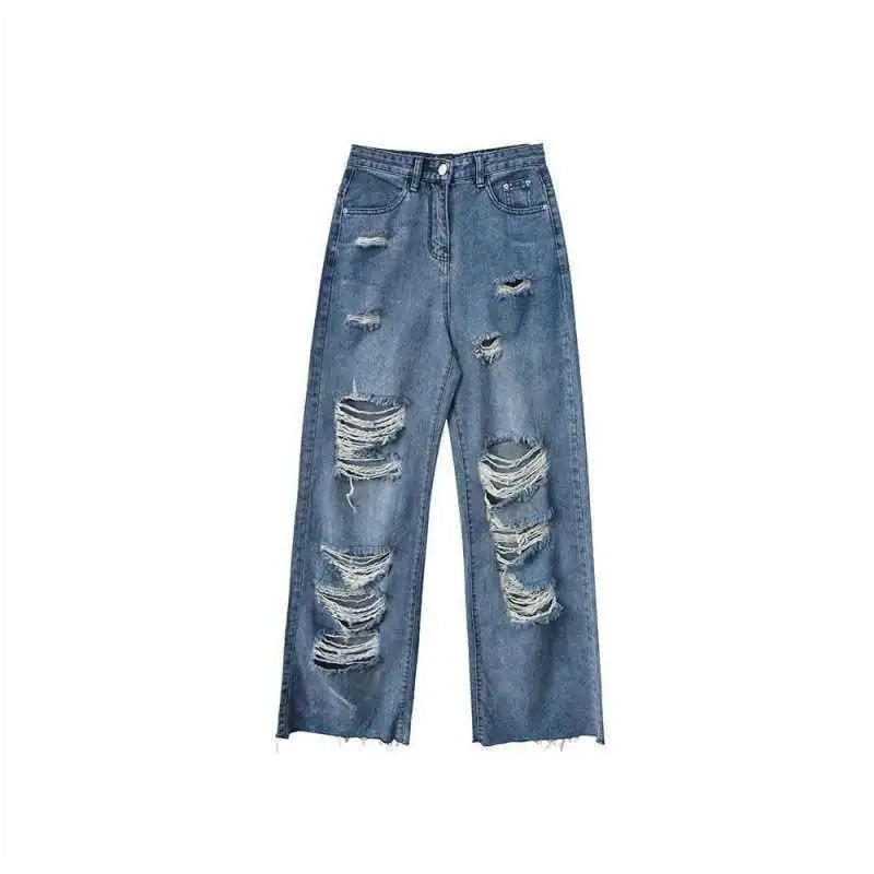 Denim High Street Casual Straight Pants for Women