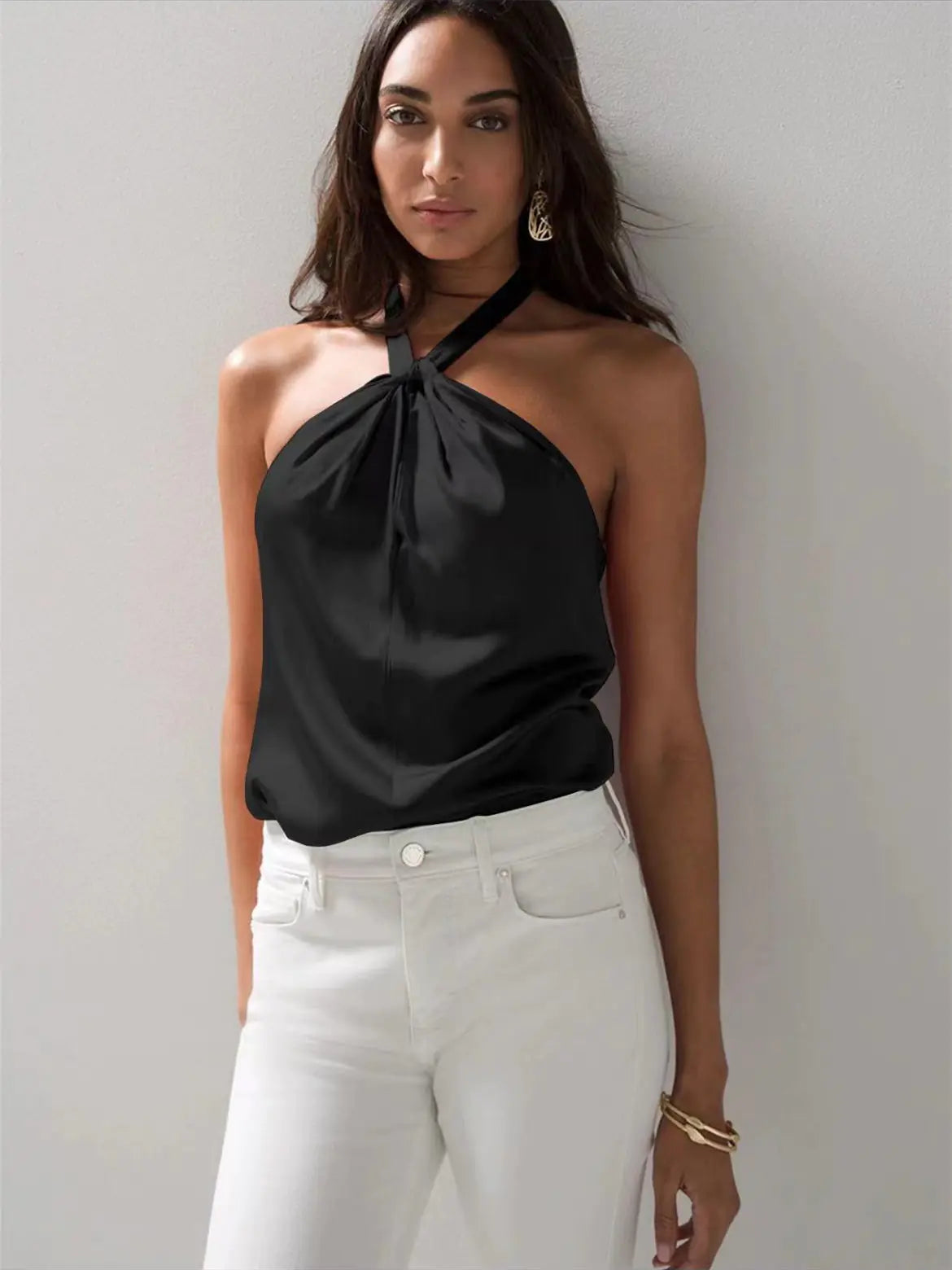Summer Satin Backless Tank Top for Women