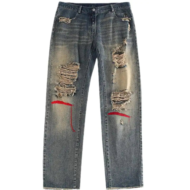 Denim High Street Casual Straight Pants for Women