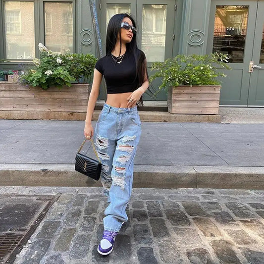 Autumn Chic High-Waist Jeans for Women