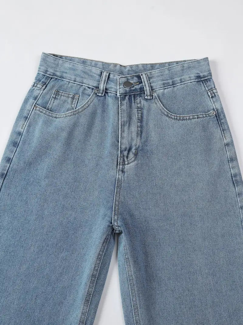 Light Blue High Waist Wide Leg Jeans for Women