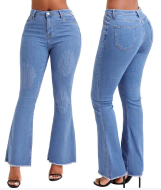 Fashionable Wide-leg Stretch Flared Denim Pants