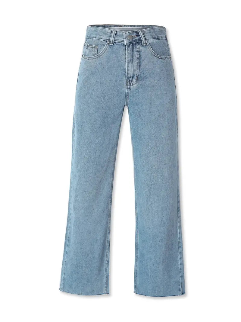 Light Blue High Waist Wide Leg Jeans for Women