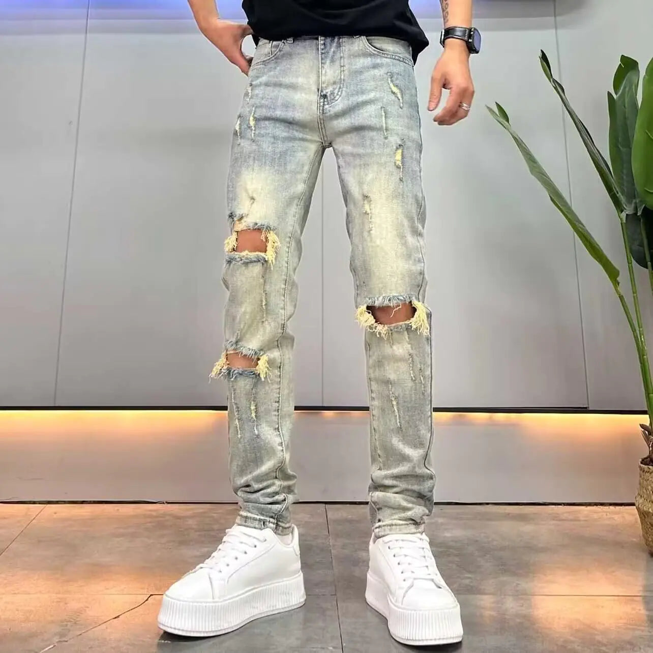 Ripped Denim Jeans For Men